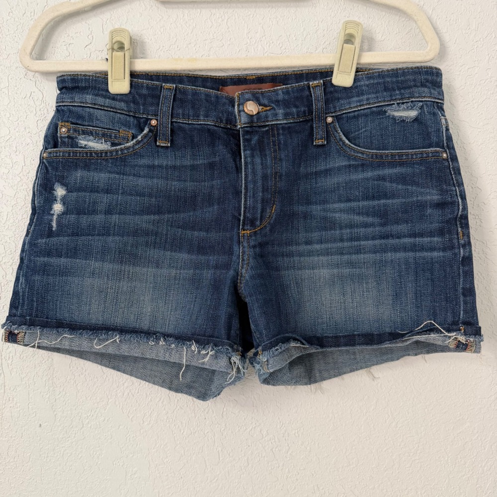 Joes Jeans Collectors Edition Distressed Denim‎ Shorts Dark Wash Raw Hem Size 29
